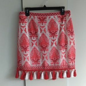 Printed Lace PomPom Skirt
